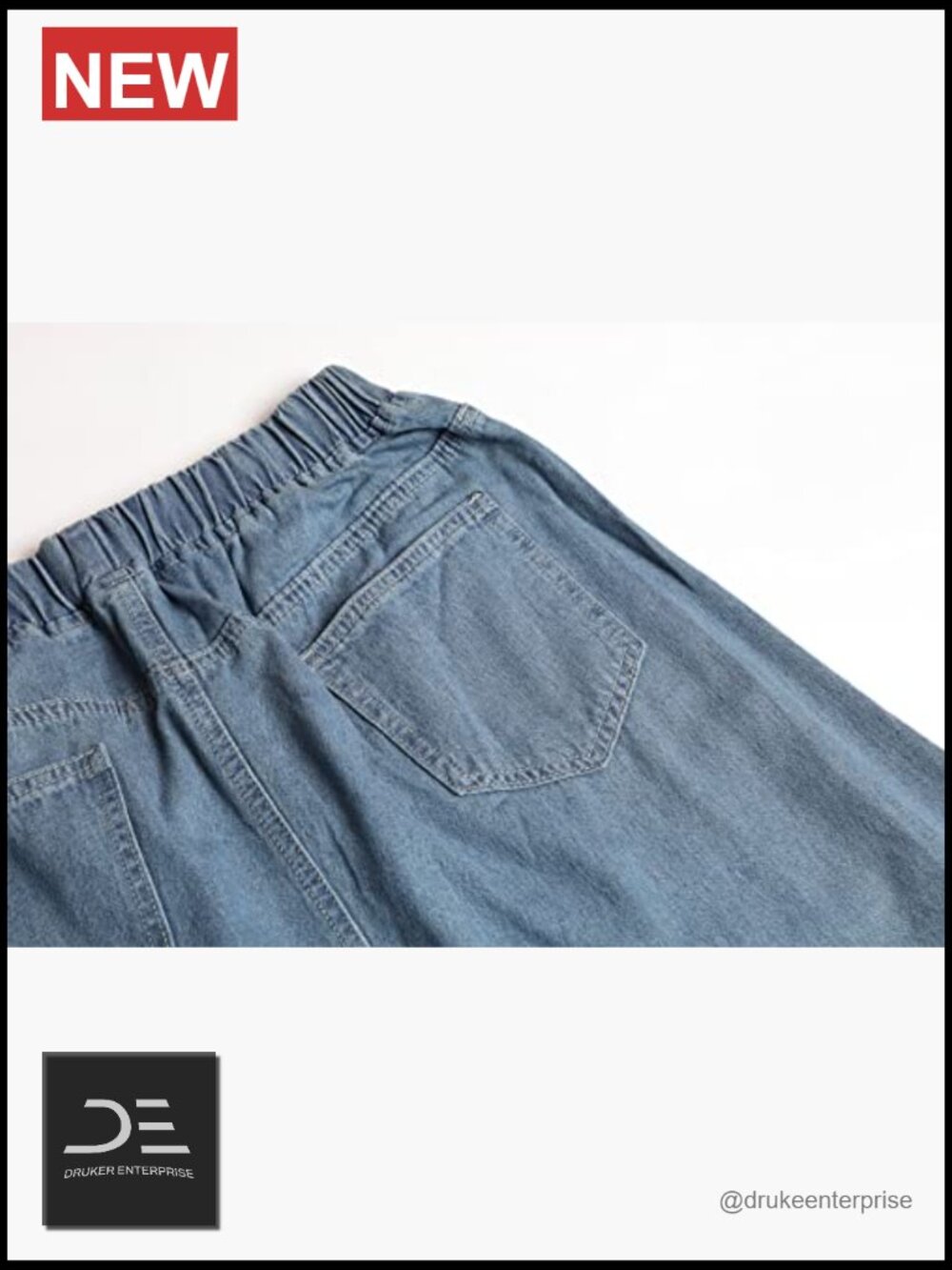 Retro Elastic High Waist Frayed A-Line Maxi Denim Skirt with Pockets - Picture 3 of 6